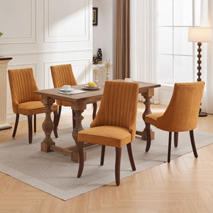 English Elm Rayon Elegant High Back Dining Chair Set with Plush Flocking Upholstery, Rebound Sponge Comfort Yellow W1143P190236