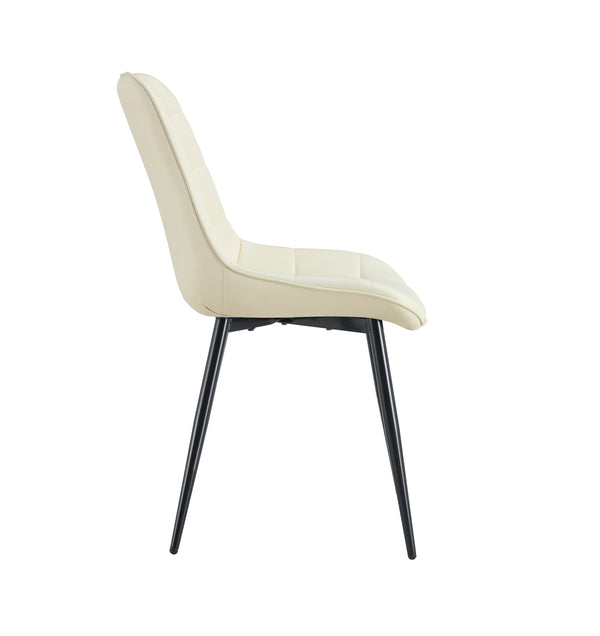 English Elm Modern Cream White Fabric Dining Chair - Stylish Grid Pattern For Contemporary Comfort & Versatility W370P207353