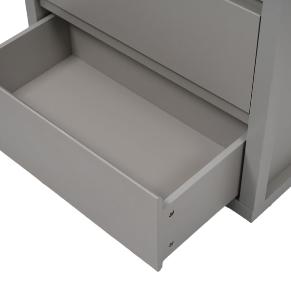 English Elm Christopher Knight Home® - 60" Double Sinks Bathroom Vanity Set with Two Ceramic Basins, Soft-Close Drawers, Sleek Handle-Free Design Gray N817P280550G