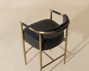 Sunpan Heloise Counter Stool - Elegant Faux Leather Design With Gold Stainless Steel For Modern Dining Spaces Black Faux Leather 111935