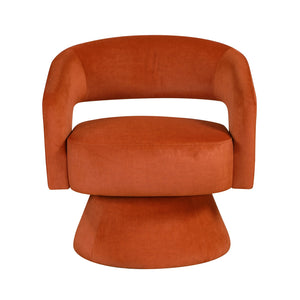 English Elm Modern Swivel Accent Chair in Lux Velvet Upholstery with Solid Wood Base, Compact Stylish Seating Orange 27.75 L x 26.5 W x 19.75 H B011P283814