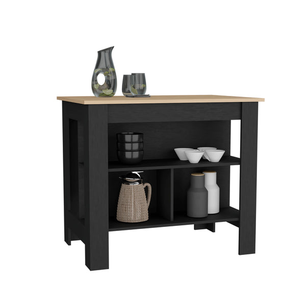 English Elm Cortes Kitchen Island With 2-Tier Shelf – Spacious 40" Worktop, Stylish Storage & Seating Options B200P235839