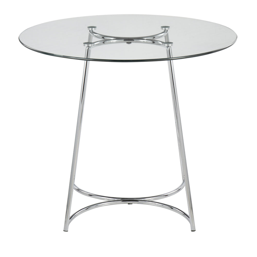 English Elm Cece Modern Dining Table With Clear Glass Top & Sleek Chrome Frame - Seats 4 For Glam Interiors B202S01101