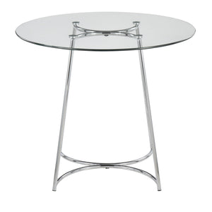 English Elm Cece Modern Dining Table With Clear Glass Top & Sleek Chrome Frame - Seats 4 For Glam Interiors B202S01101