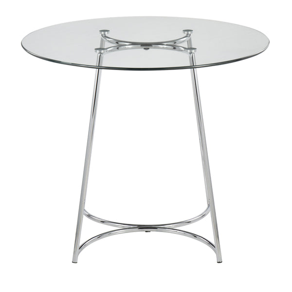English Elm Cece Modern Dining Table With Clear Glass Top & Sleek Chrome Frame - Seats 4 For Glam Interiors B202S01101
