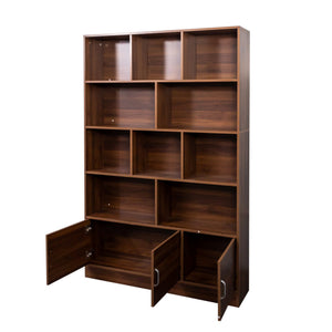 English Elm 70.87" Tall Bookshelf with 10 Cubes and 3 Doors — 4-Tier Modern Cube Organizer for Living Room Office W331P257393