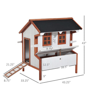 English Elm Portable Fir Wood Chicken Coop Raised Backyard Hutch with Nesting Box and Ramp T3971P432629