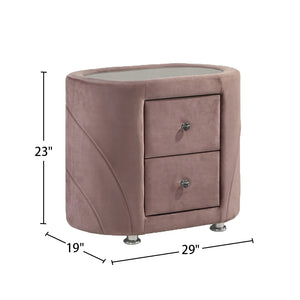 English Elm Velvet Pink Upholstered Nightstand with 2 Drawers on Chrome Tapered Legs — Chic Storage Accent (95) B016P257208