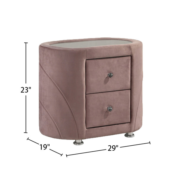English Elm Velvet Pink Upholstered Nightstand with 2 Drawers on Chrome Tapered Legs — Chic Storage Accent (95) B016P257208