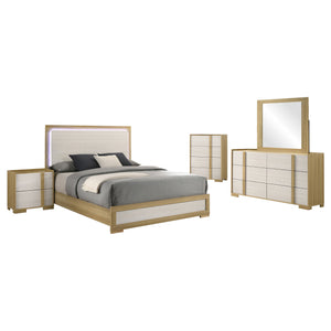 English Elm Lincoln Natural 5-Piece Queen Bedroom Set: Stylish Comfort, Illuminated Headboard & Ample Storage! B062S01367