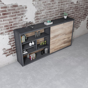 English Elm Ns2806 Wide Oak Bookcase with Six Adjustable Shelves for Home Office Storage W881P411999