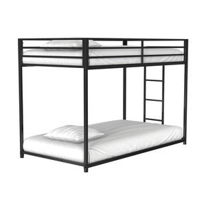 English Elm Contemporary Twin-Over-Full Metal Bunk Bed with Attached Ladder, Durable Industrial Frame, Guest-Ready Design Matte Black 83 L x 15 W x 6 H B2741P391247