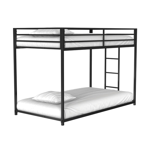 English Elm Contemporary Twin-Over-Full Metal Bunk Bed with Attached Ladder, Durable Industrial Frame, Guest-Ready Design Matte Black 83 L x 15 W x 6 H B2741P391247