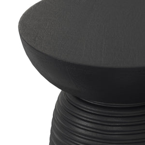 English Elm Boyd Ribbed Solid Mango Wood Accent Table Matte Black Lacquer Handcrafted Side B136P414663