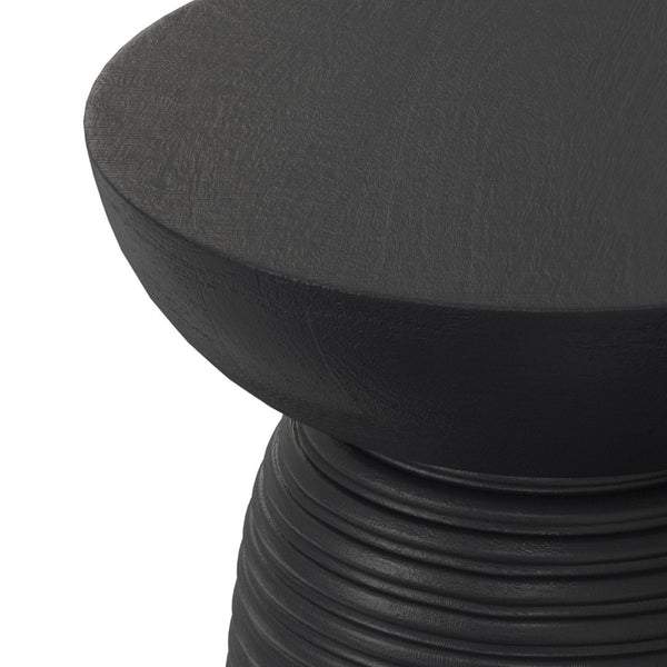 English Elm Boyd Ribbed Solid Mango Wood Accent Table Matte Black Lacquer Handcrafted Side B136P414663