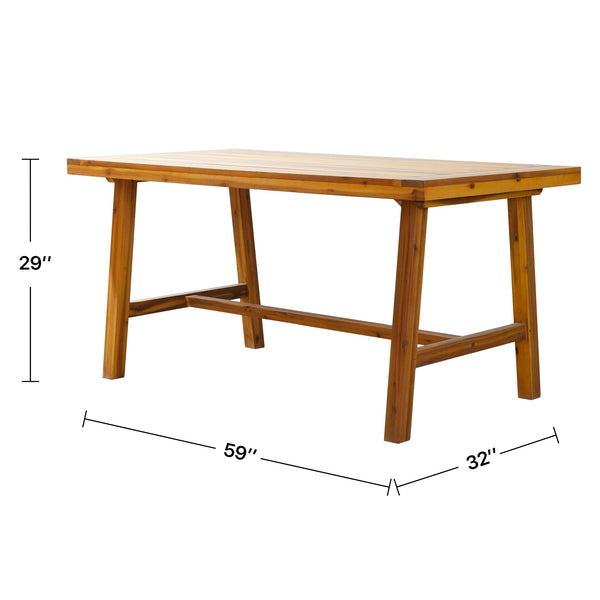 English Elm Miami Outdoor Patio Picnic Dining Table - 100% Acacia Hardwood, Durable Weather-Ready Design, 59" L Yellow B093P401107