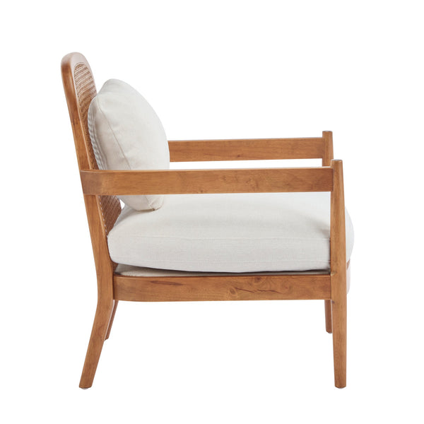 English Elm Christopher Knight Home® - [Set of 2] 26.6" Mid-Century Modern Accent Chair with Solid Wood Frame, Rattan Back and Plush Upholstery Beige,Walnut N767P298390A