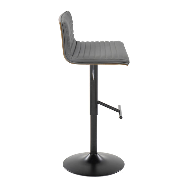 English Elm Mason Adjustable Barstool Set Of 2 – Modern Swivel Design In Black Metal, Walnut Wood & Grey Faux Leather B202S00974