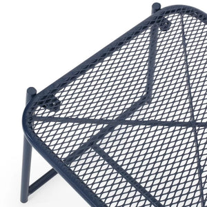 English Elm Elba Outdoor Iron Side Table Geometric Mesh Top Patio Accent for Lounge Seating 65204.00NBLU