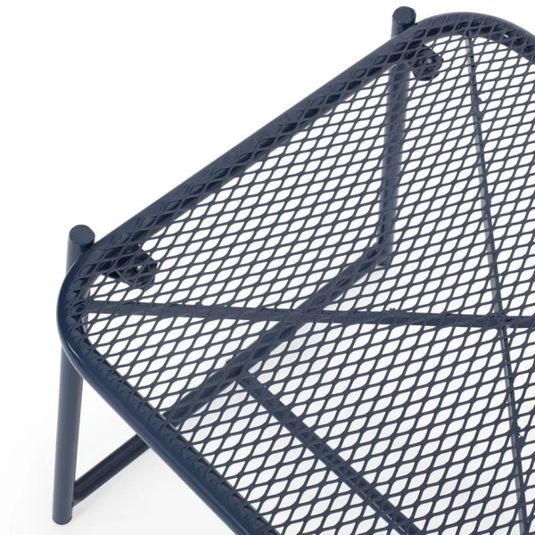 English Elm Elba Outdoor Iron Side Table Geometric Mesh Top Patio Accent for Lounge Seating 65204.00NBLU