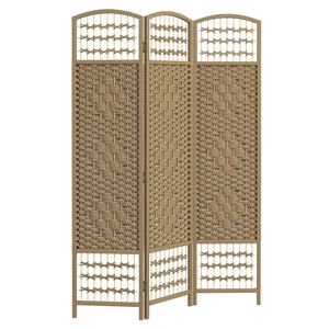 English Elm HOMCOM 3-Panel Bamboo Room Divider Screen, 67" Tall Folding Privacy Panel with Woven Natural Charm W2225P173945