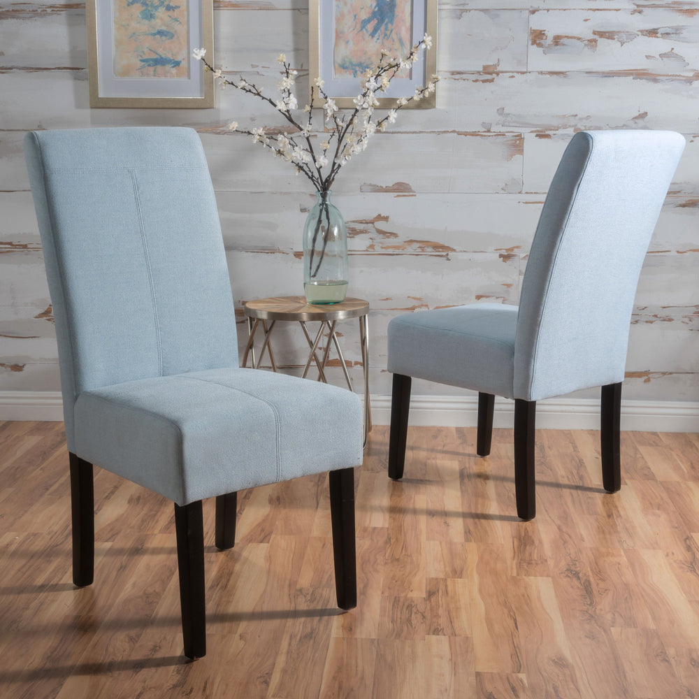English Elm Christopher Knight Home® - PERTICA KD Dining Chair Set of 2 Upholstered Armless T-Stitch Fabric Chairs Minimalist Comfort Design Light Blue 38541.00LSKY