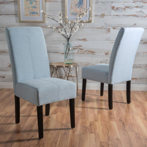 English Elm Christopher Knight Home® - PERTICA KD Dining Chair Set of 2 Upholstered Armless T-Stitch Fabric Chairs Minimalist Comfort Design Light Blue 38541.00LSKY