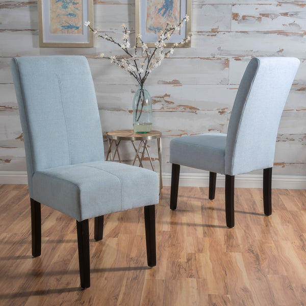 English Elm Christopher Knight Home® - PERTICA KD Dining Chair Set of 2 Upholstered Armless T-Stitch Fabric Chairs Minimalist Comfort Design Light Blue 38541.00LSKY