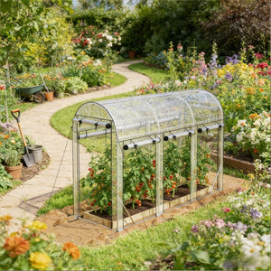 English Elm Hoop Tunnel Walk-in Greenhouse with Galvanized Steel Frame and Uv Cover for Gardens T3971P454902