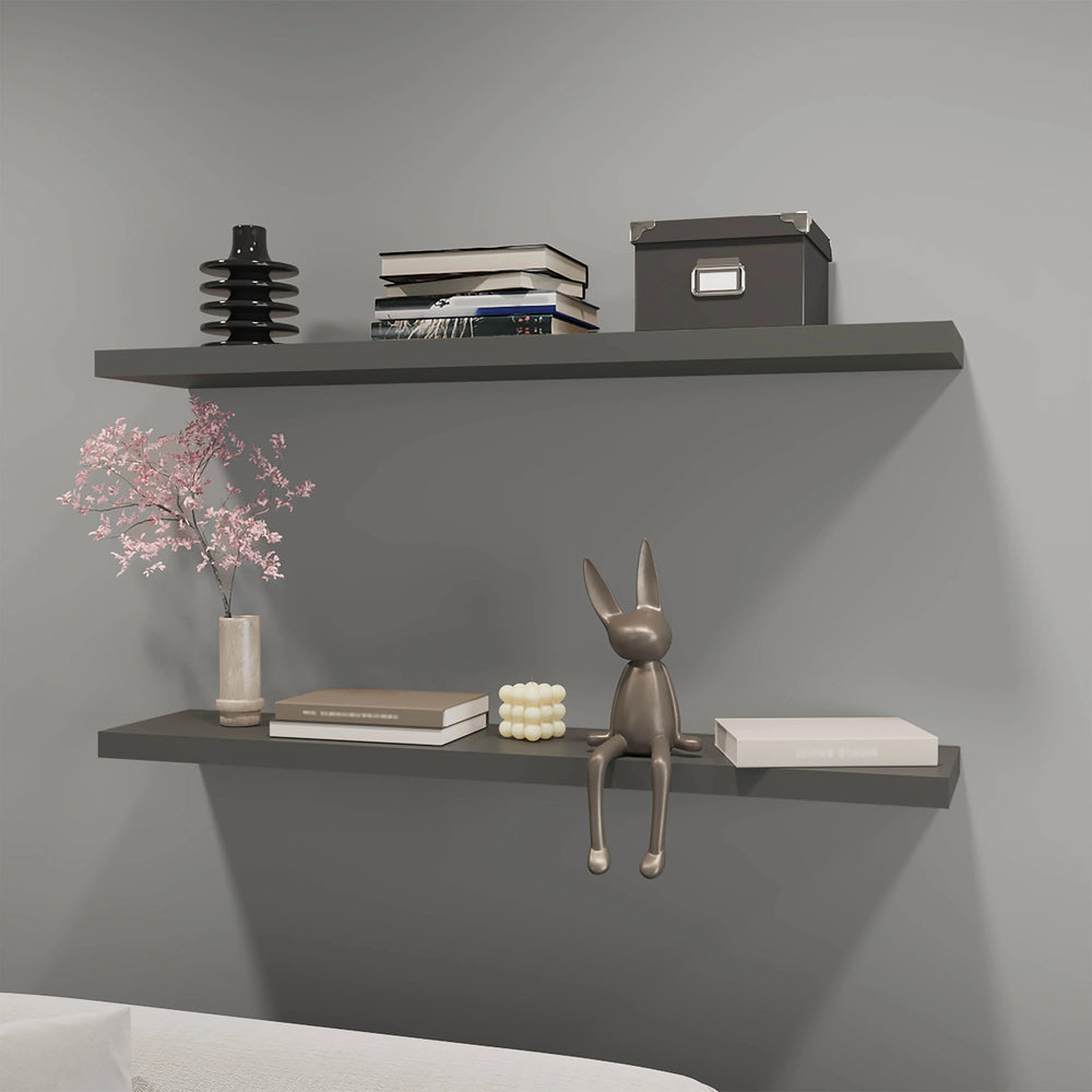 English Elm Grey Floating Shelf for Wall 47.3" x 9.8" — Matte Modern Particle Board, Easy Mounting, Versatile Chic B062P252199