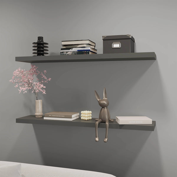 English Elm Grey Floating Shelf for Wall 47.3" x 9.8" — Matte Modern Particle Board, Easy Mounting, Versatile Chic B062P252199