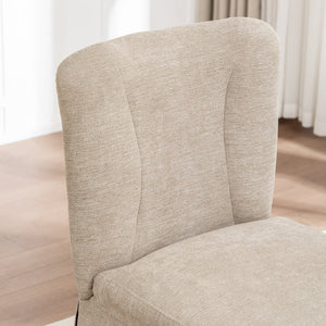 English Elm Linen Modern Dining Chairs Set of 2 — Padded Armless Fabric Side Chairs with Iron Legs, 250lb Capacity Brown W1170P365399