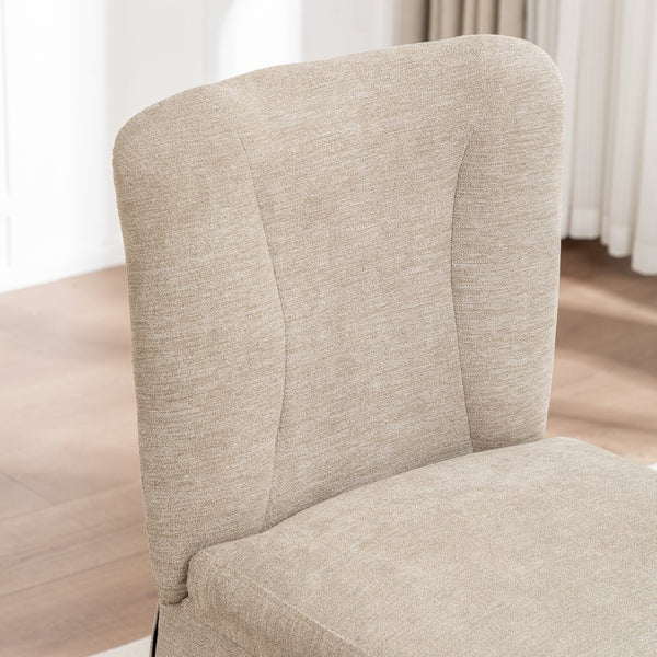 English Elm Linen Modern Dining Chairs Set of 2 — Padded Armless Fabric Side Chairs with Iron Legs, 250lb Capacity Brown W1170P365399