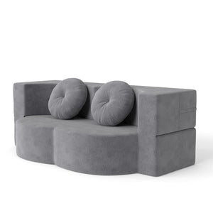 English Elm Modern Corduroy Folding Floor Sofa Sleeper with Foam Fill for Studio Bedroom Guests Antique Gray W2353P379625