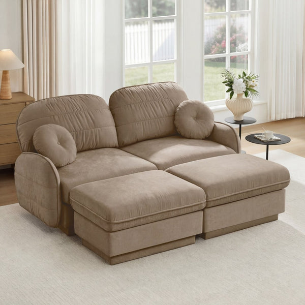 English Elm Chenille Cloud Modular U-shaped Sectional Sofa with Quilted Cushions for Living Room Light Coffee W714S01758