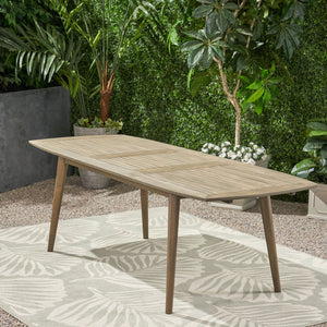 English Elm Christopher Knight Home® - Outdoor Acacia Wood Expandable Dining Table with Slatted Top and Tapered Legs for Stylish Al Fresco Hosting Grey 65428.00GRY