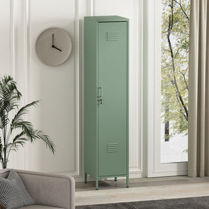 English Elm Naomi 15" Metal Storage Cabinet with Lockable Vent Door, 4 Adjustable Shelves, Slim Steel Design Sage Green B365P397853