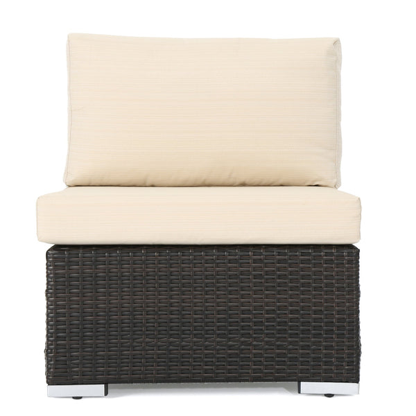 English Elm Christopher Knight Home® - SANTA Rosa Armless Outdoor Chair with Aluminum Frame, Water-Resistant Cushion, Wicker Design, 33"D x 25"W Multi 57466.00ALUMBRN