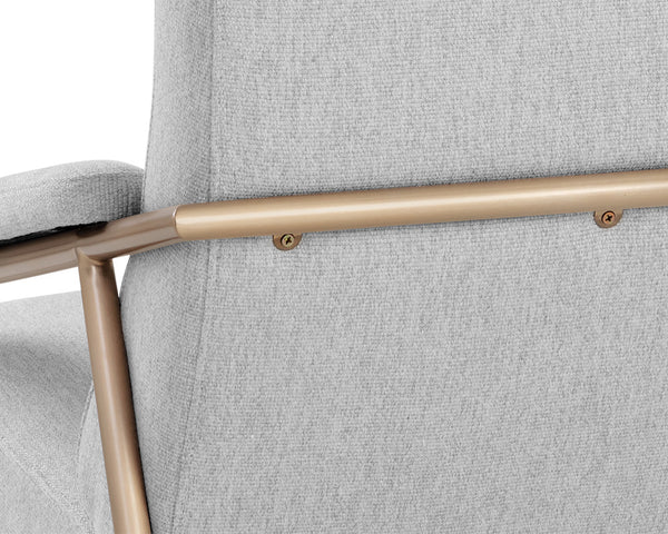 Sunpan Tutti Lounge Chair - Elegant Mid-Century Design with Clean Lines and Antique Brass Stainless Steel Frame San Remo Winter Cloud