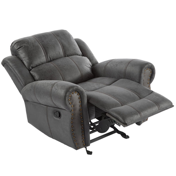 English Elm Christopher Knight Home® - 40.75" Wide Suede Manual Glider Recliner Chair with Rolled Arms, Microfiber Comfort & Infinite Positions Slate N763P264499E