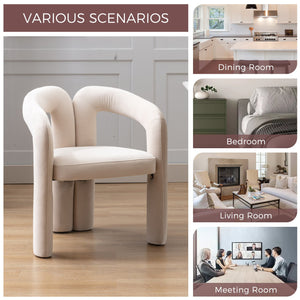 English Elm Contemporary Velvet Upholstered Dining Chair with Steel Frame, Rounded Back Comfort for Home Beige W395103720