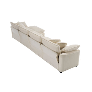 English Elm Modern L-Shape Modular Sectional Sofa With Ottoman - Stylish, Comfortable Corduroy Couch For Any Room W714S00781