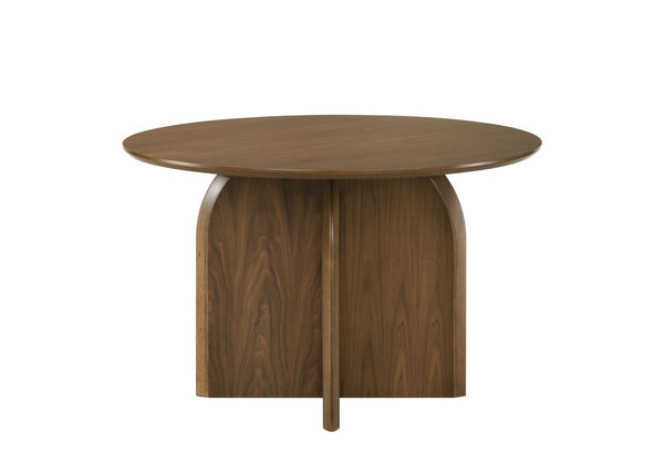English Elm Delmon Walnut Veneer Round Dining Table Seats Four Mid-century Modern Wood Grain B2726S00580