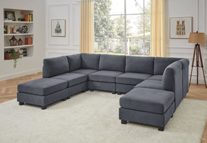 English Elm Faux Leather Modular Sectional Sofa Reconfigurable Pu Upholstery Living Room Dark Gray B2748S00183