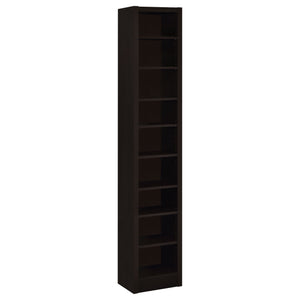 English Elm 1pc 71-inch 9-Shelf Bookcase in Deep Cappuccino — Tall Narrow MDF Engineered Veneer Storage Tower B011P305688