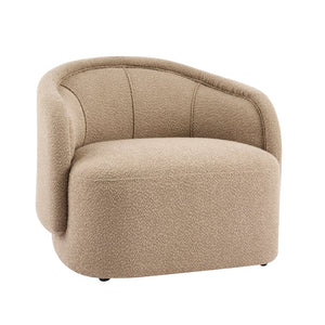 English Elm Amanda Sculptural Boucle Accent Chair Plush Cream Upholstery for Modern Living Spaces Espresso N767P381615E