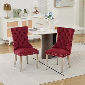 English Elm Nikki Velvet Tufted Dining Chair with Nailhead Trim and Chrome Legs – Plush High-Rebound Cushion Comfort WINE RED W1143P369090