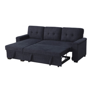 English Elm Woven Fabric Reversible Sleeper Sectional Sofa With Storage Chaise For Compact Living Spaces B016S00045-GIGA