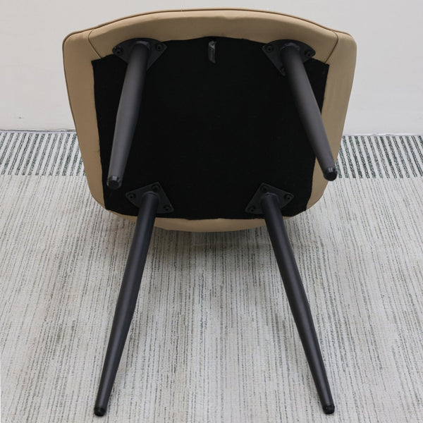 English Elm Khaki Pu Leather Armless Dining Chairs Set Of 4 With Metal Legs – Modern Wave Pattern & Comfort T3967P383850