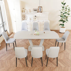 English Elm 62.99-78.74" Expandable Dining Table Set For 2-8 With 8 Padded Chairs - Modern, Stylish & Versatile W2189S00724